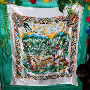 Vintage Popocateptl Souvenir of Mexico Scarf